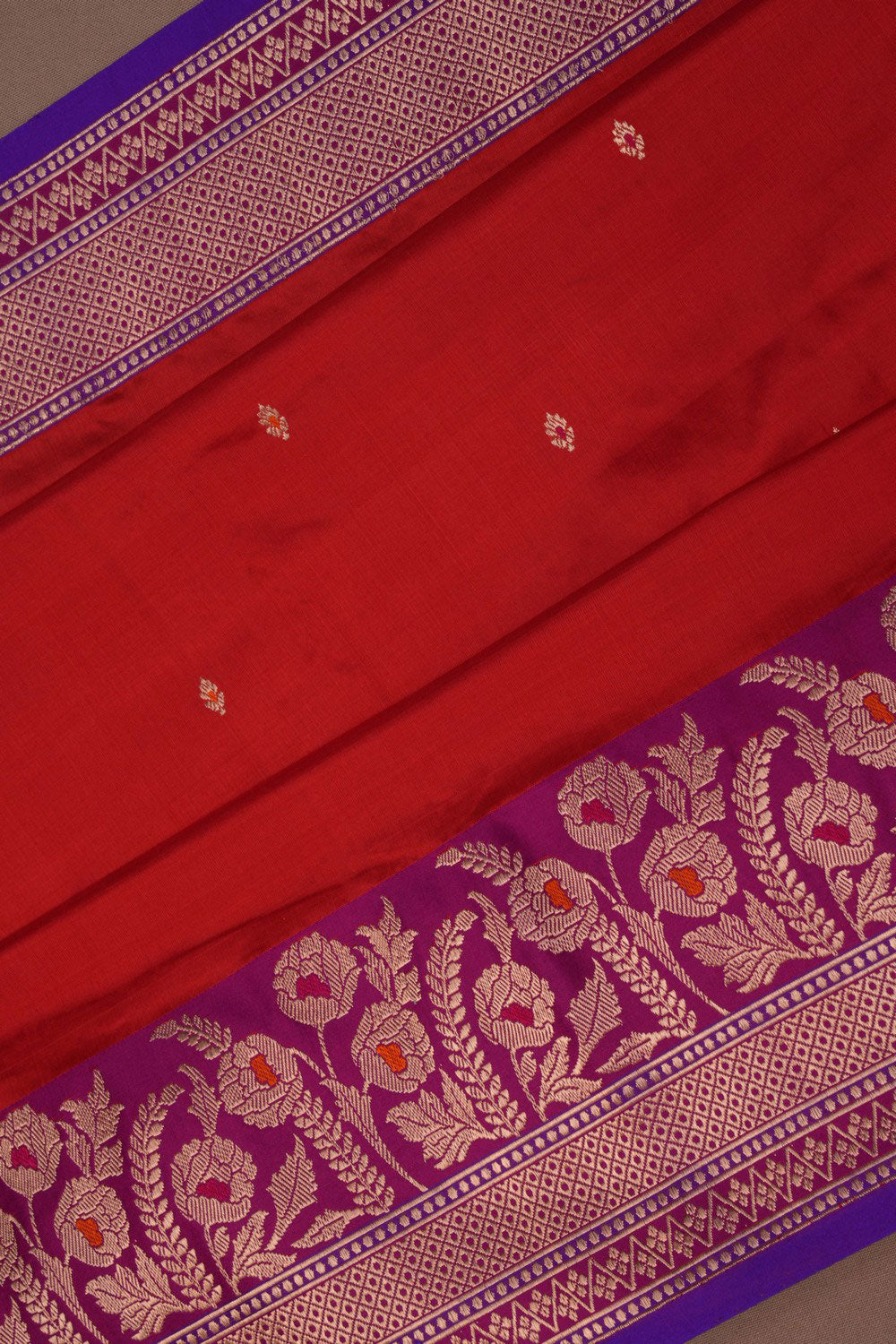 Image of Banarasi Katan Silk Red Saree